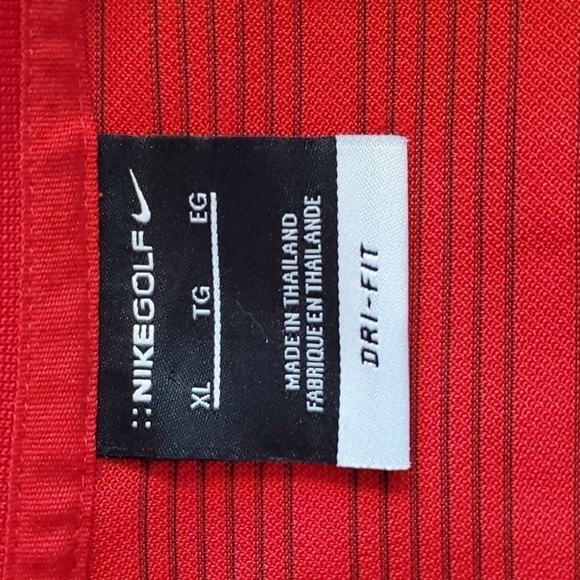 Nike- Mens Nike Golf Dri-fit Red/Black Stripe Button Polo Sz. XL - Picture 5 of 6